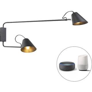 Smart væglampe sort 2-lys justerbar inkl. Wifi A60 - Lune