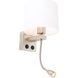 Væglampe stål med flex arm og skærm hvid 18 cm - Brescia Combi