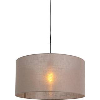 Rustik pendellampe sort med taupe skærm 50 cm - Combi 1