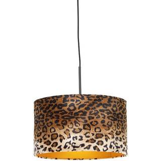 Moderne pendellampe sort med leopardskærm 35 cm - Combi