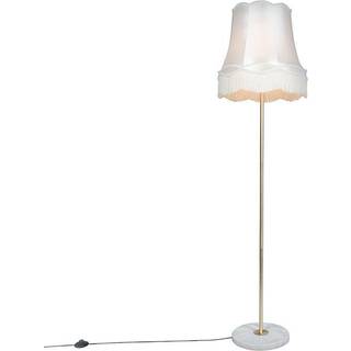 Retro gulvlampe messing med mormorslampeskærm creme 45 cm - Kaso