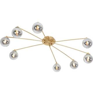 Moderne loftslampe guld 8-lys med røgglas - Athen