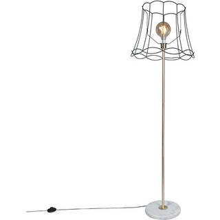 Retro gulvlampe messing med Granny ramme sort 45 cm - Kaso