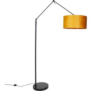 Moderne gulvlampe sort med guld skærm 50 cm - Editor