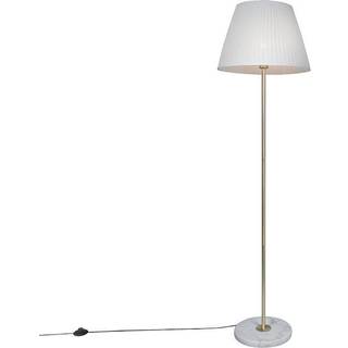 Retro gulvlampe messing med plissé-skærm creme 45 cm - Kaso