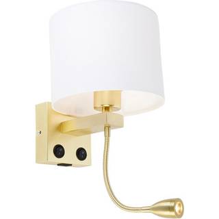 Gul væglampe med USB og hvid skærm 18 cm - Brescia Combi