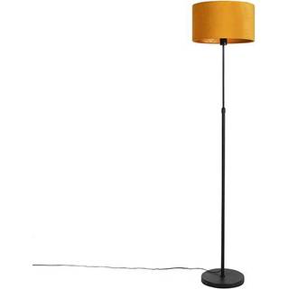 Gulvlampe sort med fløjlsskærm okkergul med guld 35 cm - Parte
