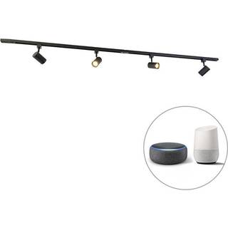 Smart 1-faset skinnesystem med 4 WiFi GU10 spots sort - Iconic Jeana