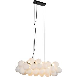 Pendellampe sort med opal glas 8-lys rektangulær - Uvas