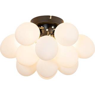 Art Deco loftslampe sort med opalglas 3-lys - Uvas