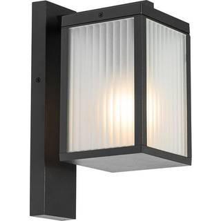 Udendørs væglanterne sort med ribbet glas IP44 - Charlois