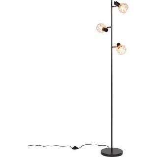 Gulvlampe sort med kobber 3-lys - Mesh