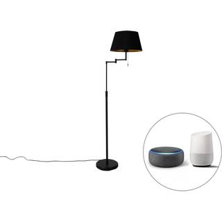 Smart gulvlampe sort med sort skærm inkl. Wifi A60 - Ladas Deluxe