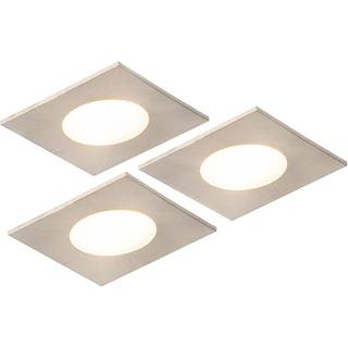 Sæt med 3 forsænkede spotlights firkantet stål inkl. LED IP65 - Simpelthen