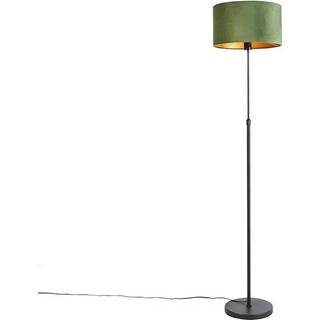 Gulvlampe sort med fløjlskærm grøn med guld 35 cm - Parte