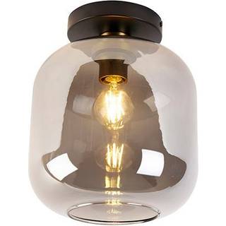 Design loftslampe sort med guld med røgglas - Zuzanna