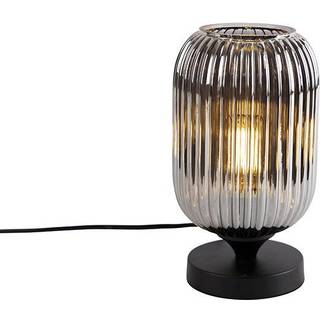 Art Deco bordlampe sort med røgglas - Banci