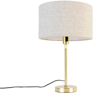 Bordlampe guld justerbar med lysegrå skærm 35 cm - Parte
