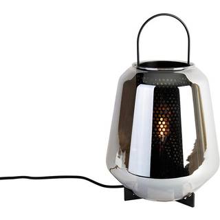 Art Deco bordlampe sort med røgglas 23 cm - Kevin