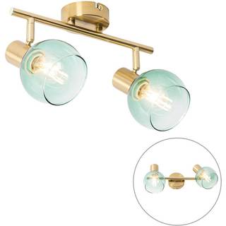 Art Deco Spotlight Guld med Grønt Glas 2-lys - Vidro