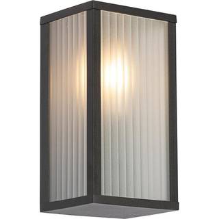 Udendørs væglampe sort med ribbet glas IP44 - Charlois