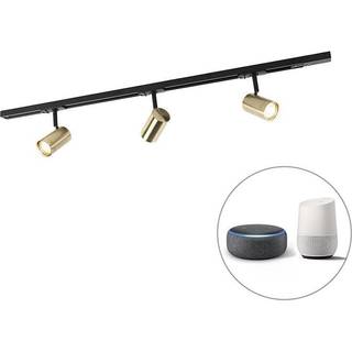 Smart skinnesystem sort med guld 1-faset 3-lys inkl. WiFi GU10 - Jeana