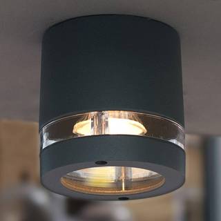 LUTEC FOCUS rund udendørs loftlampe, 1 lyskilde, H10,2 cm, GU10, IP44, mørk grå