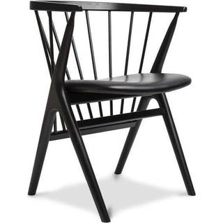 Sibast Furniture No 8 Spisebordsstol Sort Egetræ og Sort Læder