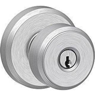 Schlage F51A BWE 626 GSN 619 Bowery Knob med Greyson Trim Keyed Entry Lock Satin Chrome med satin nikkel interiør