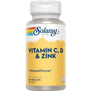 Solaray Vitamin C, D & Zink, 30 kapsler