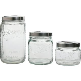 Mason Craft & More Airtight Kitchen Food Storage Clear Glass Pop Up LiD Canister 3 Piece Pop Up Graduated Canister Set (1,6L 2,75L og 4,6L)