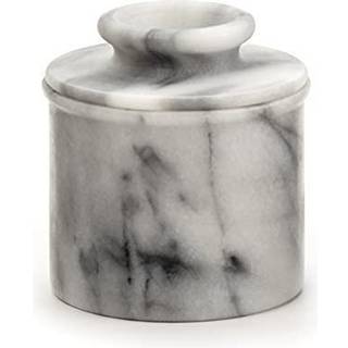 RSVP International White Marble French Butter Pot har en pind eller 1/2 kop | Lavet af naturlig hvid marmor | Hold sm?r frisk og spredbart ved st