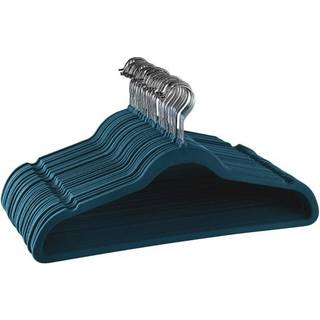 Elama Home 30 Piece Velvet Slim Profile Heavy Duty Følte bøjler med rustfrit stål drejelige kroge i blå
