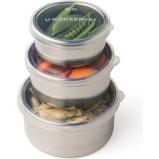 U Konserve rustfrit st?l hekke -trio madbeholdere med silikon l?g l?kker bevis & opvaskemaskine sikker (s?t af 3: 5/9/16 oz)