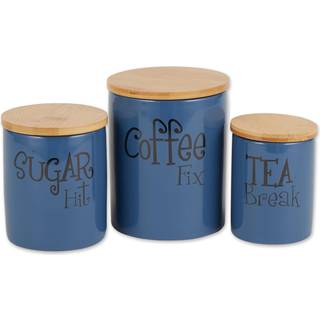 DII Kitchen Accessories Retro Collection Ceramics Canister Set Blue 3 Piece