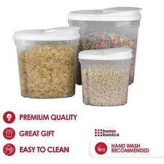 Grundl?ggende om hjemmet 3-delt kornf?devarebeholder hvide l?g