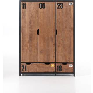 Garderobeskab i fyrretræ – Alex, natur, 3 døre