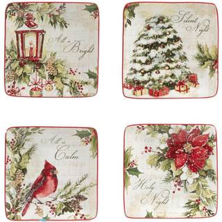 Certificeret International Silent Night 6 """" Canape/Luncheon Plates Set med 4 Multicolor Small
