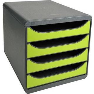Exacompta Big-Box Skuffekabinet, 4, sort/grøn