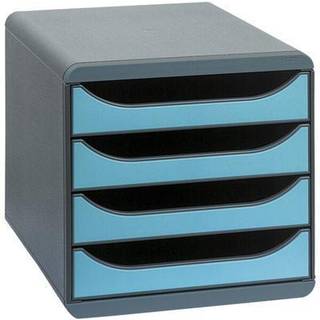 Exacompta Big-Box Skuffekabinet, 4, sort/turkis