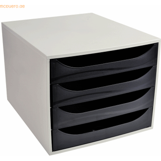 Exacompta Ecobox Skuffekabinet, 4, grå/sort