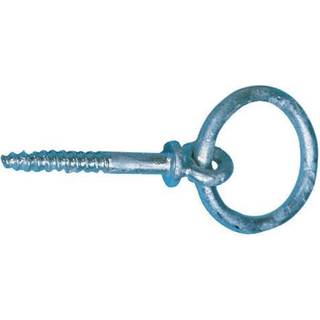 Bådring / brobeslag, Ø12 mm x 100 mm, galvaniseret stål, trægevind