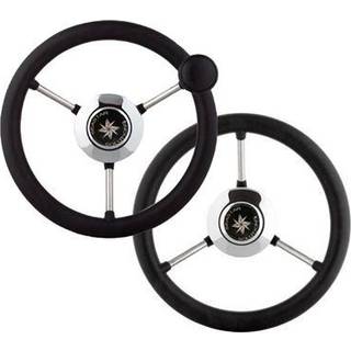 Bådrat motorbåd Dometic Lipari, rustfrit stål med PU-læder/læderimitation, Ø280 mm, med nav, passer 3/4" (19 mm) rataksel, sort