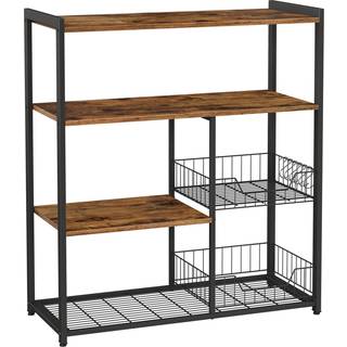 VASAGLE bagereol, køkkenø med 2 metalnetkurve, 80 x 35 x 95 cm, rustik brun