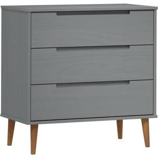 Kommode Molde 80X40X80 Cm Massivt Fyrretræ - Grå