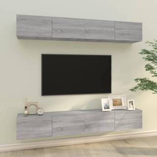 tv-skabe til væg 4 stk. 100x30x30 cm konstrueret træ grå sonoma