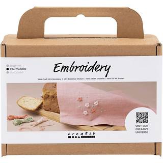 Mini DIY Broderi Kit - Stofserviet i Støvet Rosa