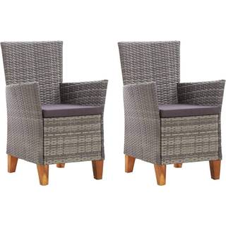 Havestole 2 Stk. Med Hynder Polyrattan Grå