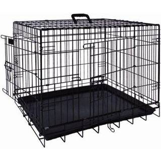 Foldbart transportbur til bil, sort m/plastbakke - Black - XXL: 124x75x82cm