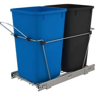 Rev-a-hylde tr?kker papirkurven til under k?kkenskabe 27 qt 12 gallon affaldsgenvindingsbakke med fulde udvidelsesglas Bl?/sort RV-15KD-2218C-S